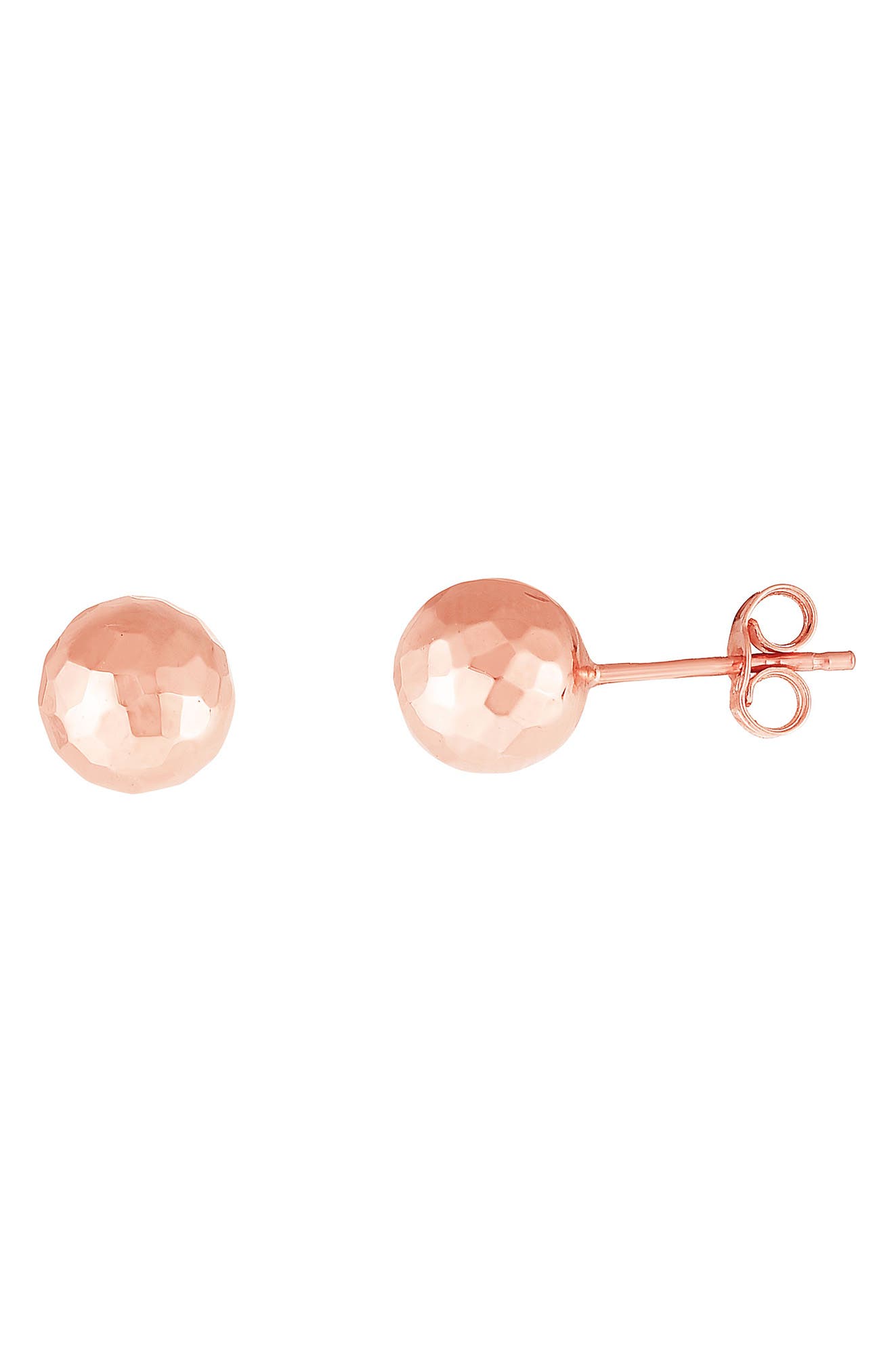 14k Gold 7mm Hammered Ball Stud Earrings