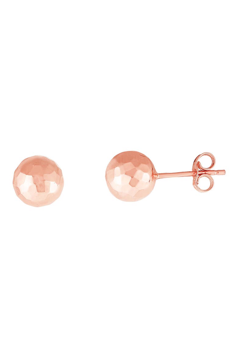 14k Gold 7mm Hammered Ball Stud Earrings, Main, color, ROSE GOLD