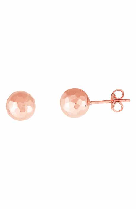 14k Gold 7mm Hammered Ball Stud Earrings