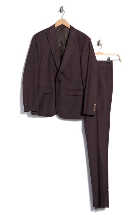 Sharkskin Peak Lapel 3-Piece Suit