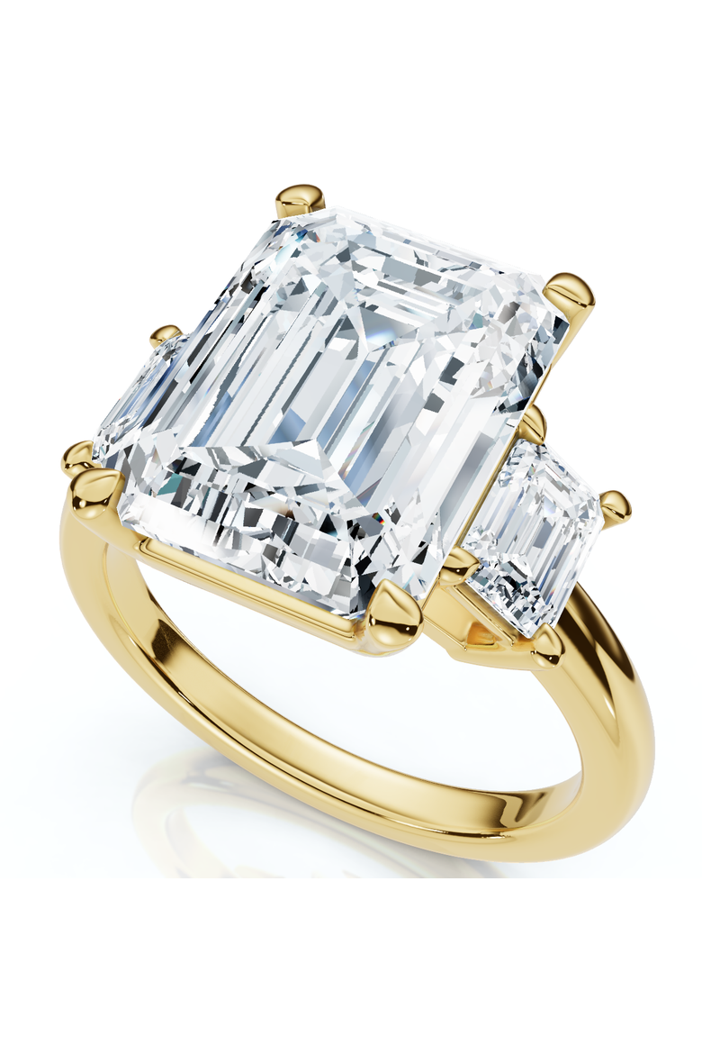 Certified 6 3/4Ct Rachel Emerald Cut Diamond Engagement Ring 14k Gold, Main, color, 14k Yellow Gold