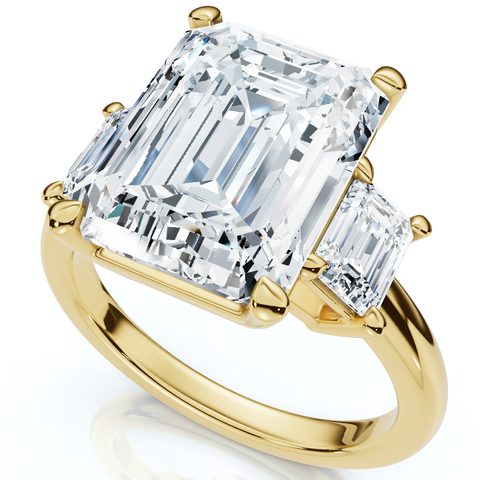 Certified 6 3/4Ct Rachel Emerald Cut Diamond Engagement Ring 14k Gold