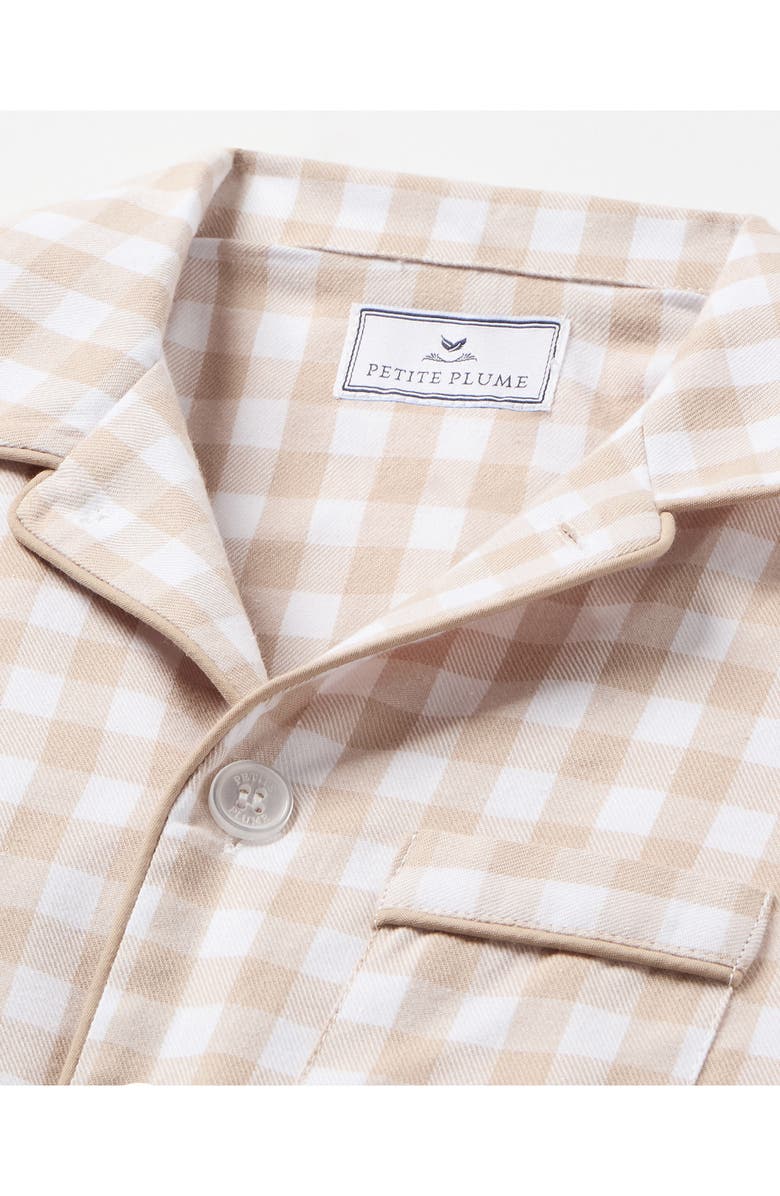 Petite Plume Kids' Gingham Two-Piece Pajamas, Alternate, color, Beige