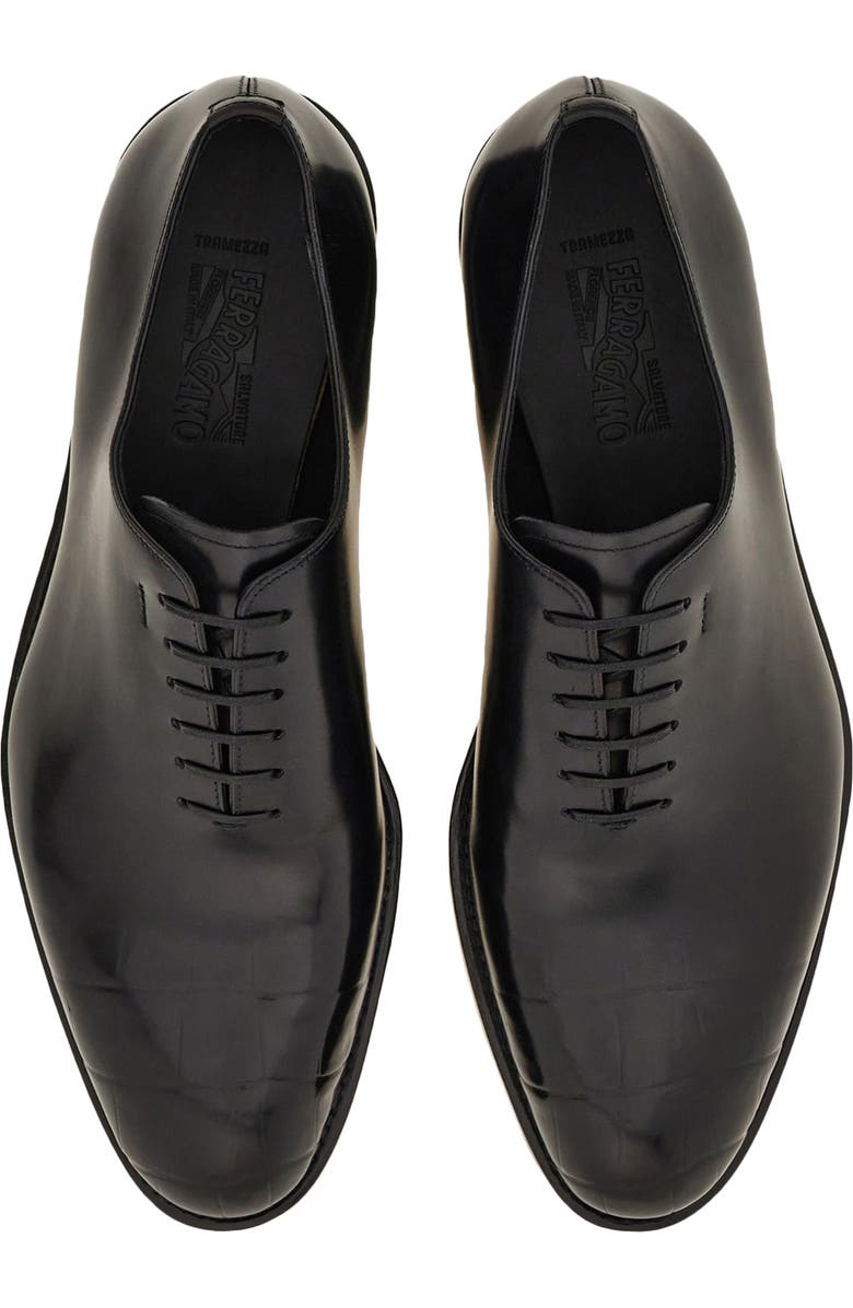 FERRAGAMO Angiolo Croc Embossed Wholecut Oxford, Alternate, color, Nero Nero Nero