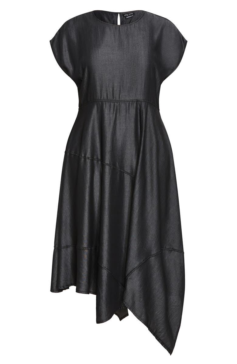 City Chic Hallie Asymmetric Maxi Dress, Alternate, color, Black