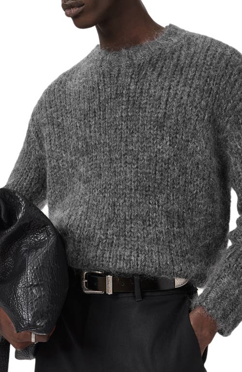 Allsaints Mens Charcoal Grey Myles Oversized-fit Mohair-blend Jumper Xs In Gray