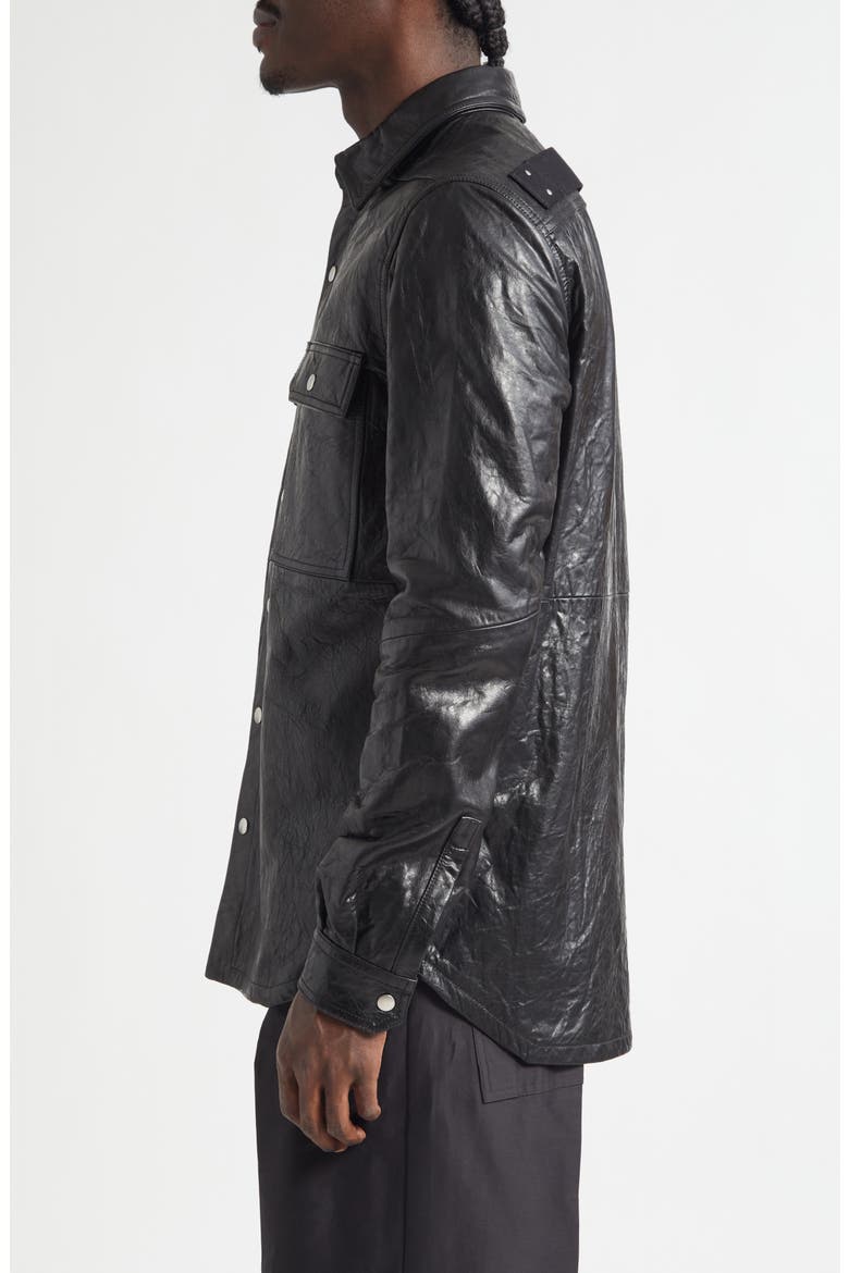 Pelle Leather Shirt Jacket, Alternate, color, BLACK