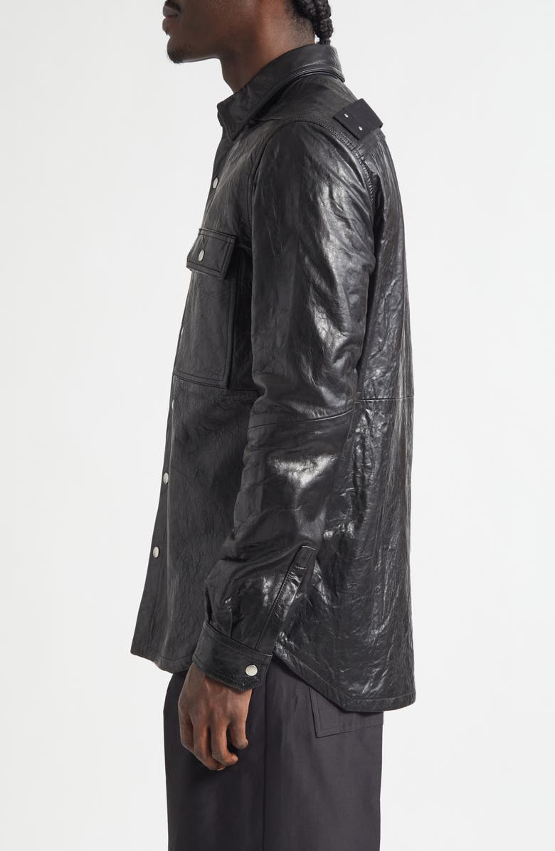 Rick Owens Pelle Leather Shirt Jacket, Alternate, color, Black