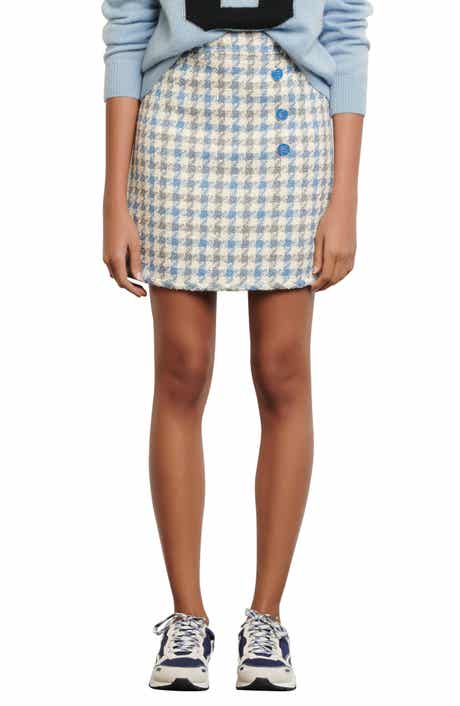 SANDRO Houndstooth Tweed Skirt