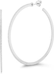 GLAZE JEWELRY 14K Yellow Gold Vermeil Pave CZ Hoop Earrings