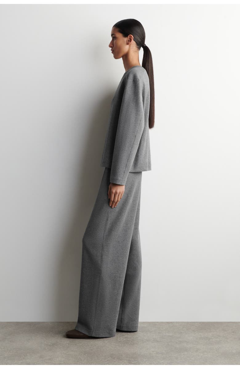COS Cotton Long-Sleveled Top, Alternate, color, Gray Mélange
