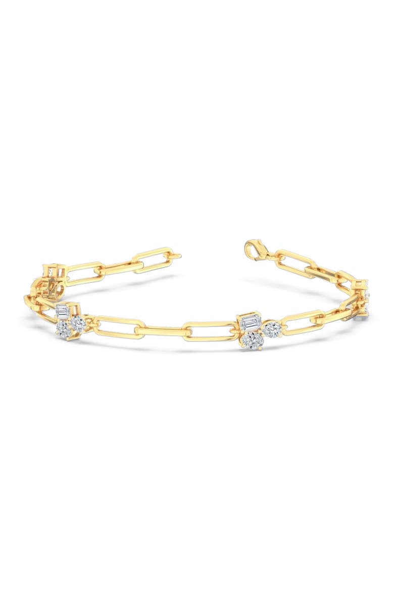 Multi Shape Cluster Paperclip Lab Diamond Bracelet in 14K, Alternate, color, Yellow Gold