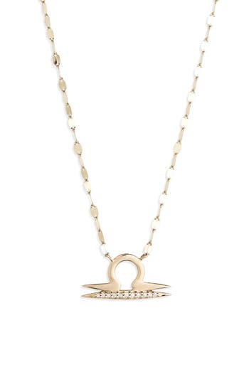 Lana Zodiac 14k Yellow Gold Diamond Libra Pendant Necklace In Gold