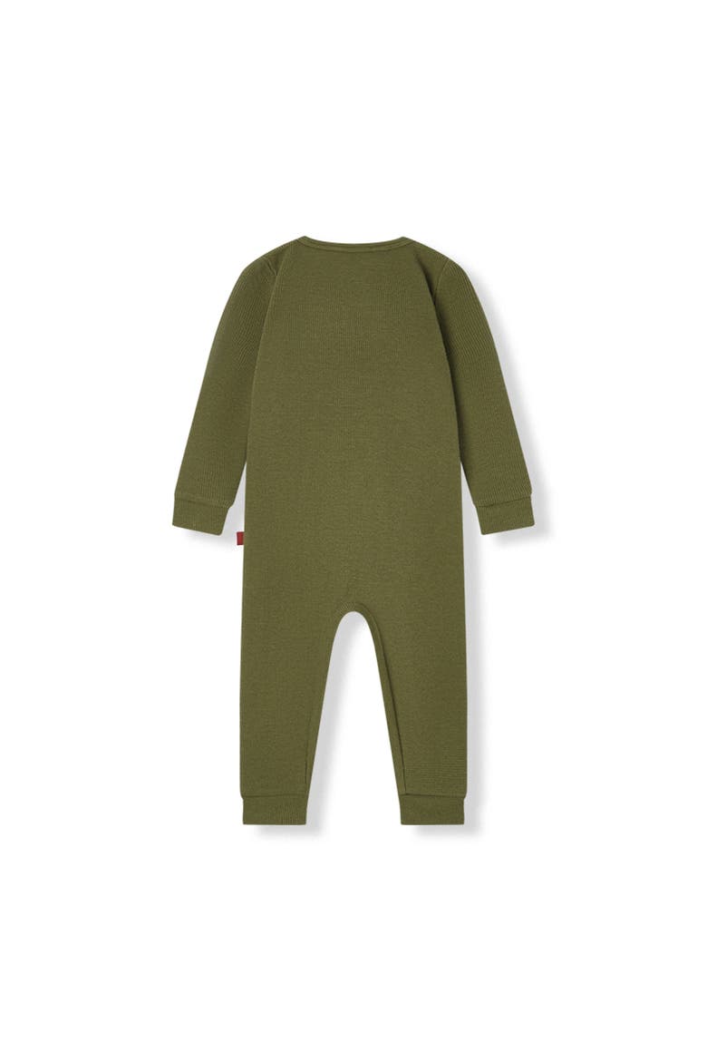 Waffle Zipper Pajama, Alternate, color, Olive