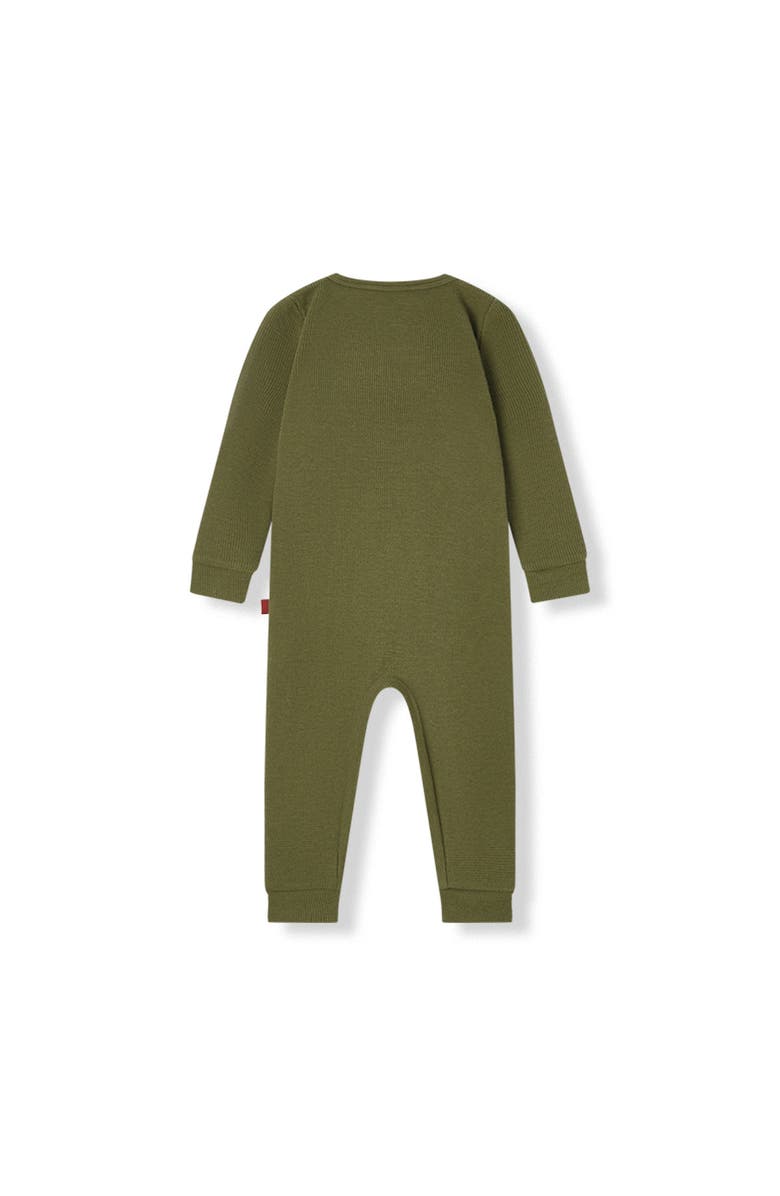 Milkbarn Waffle Zipper Pajama, Alternate, color, Olive
