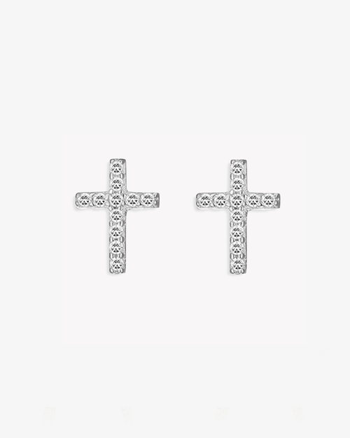 Ben Oni Pave Cz Cross Stud Earrings
