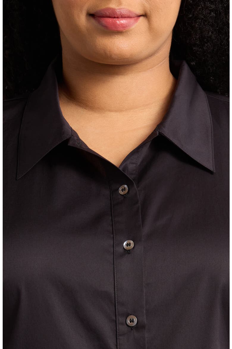 Harpa Short Sleeve Cotton Button-Up Shirt, Alternate, color, BLACK