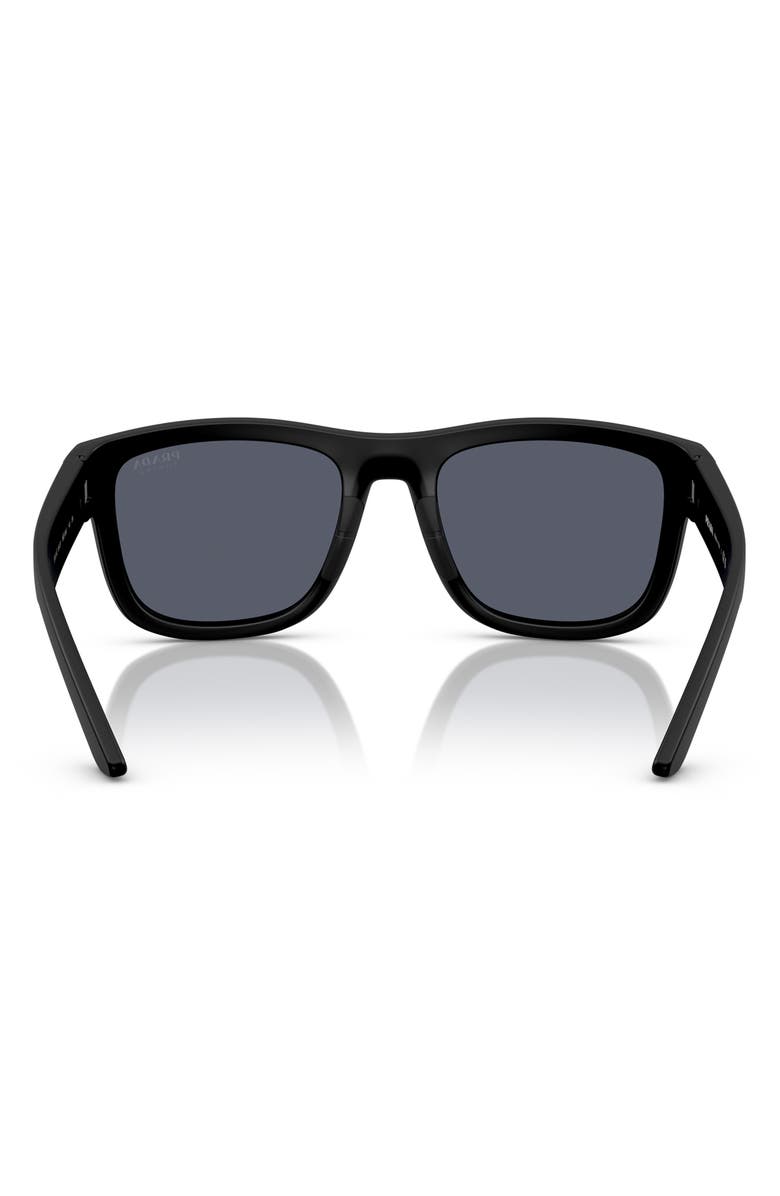 Prada Linea Rossa 53mm Mirrored Pillow Sunglasses, Alternate, color, Matte Black