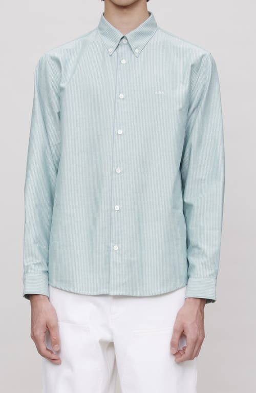 Apc Greg Button-down Collar Logo-embroidered Striped Cotton Shirt