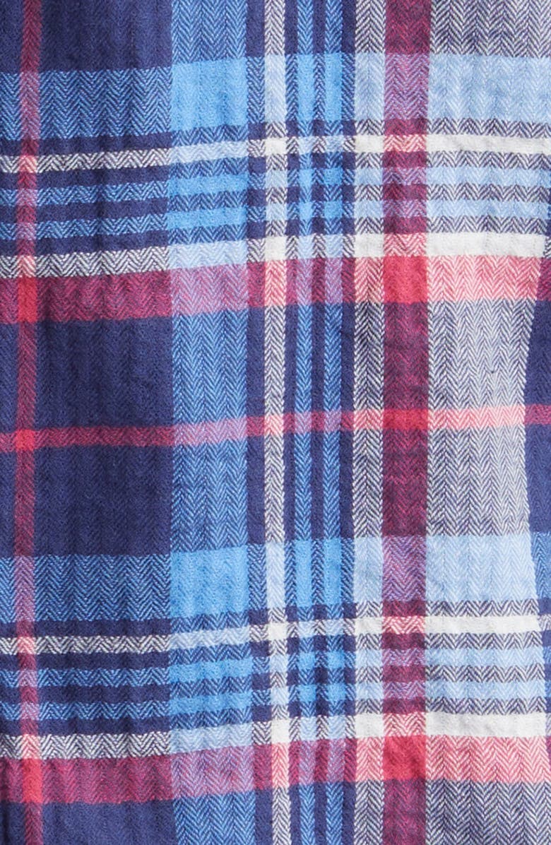 Tommy Bahama Beachside Plaid Short Sleeve Stretch Button-Up Shirt, Alternate, color, Island Navy