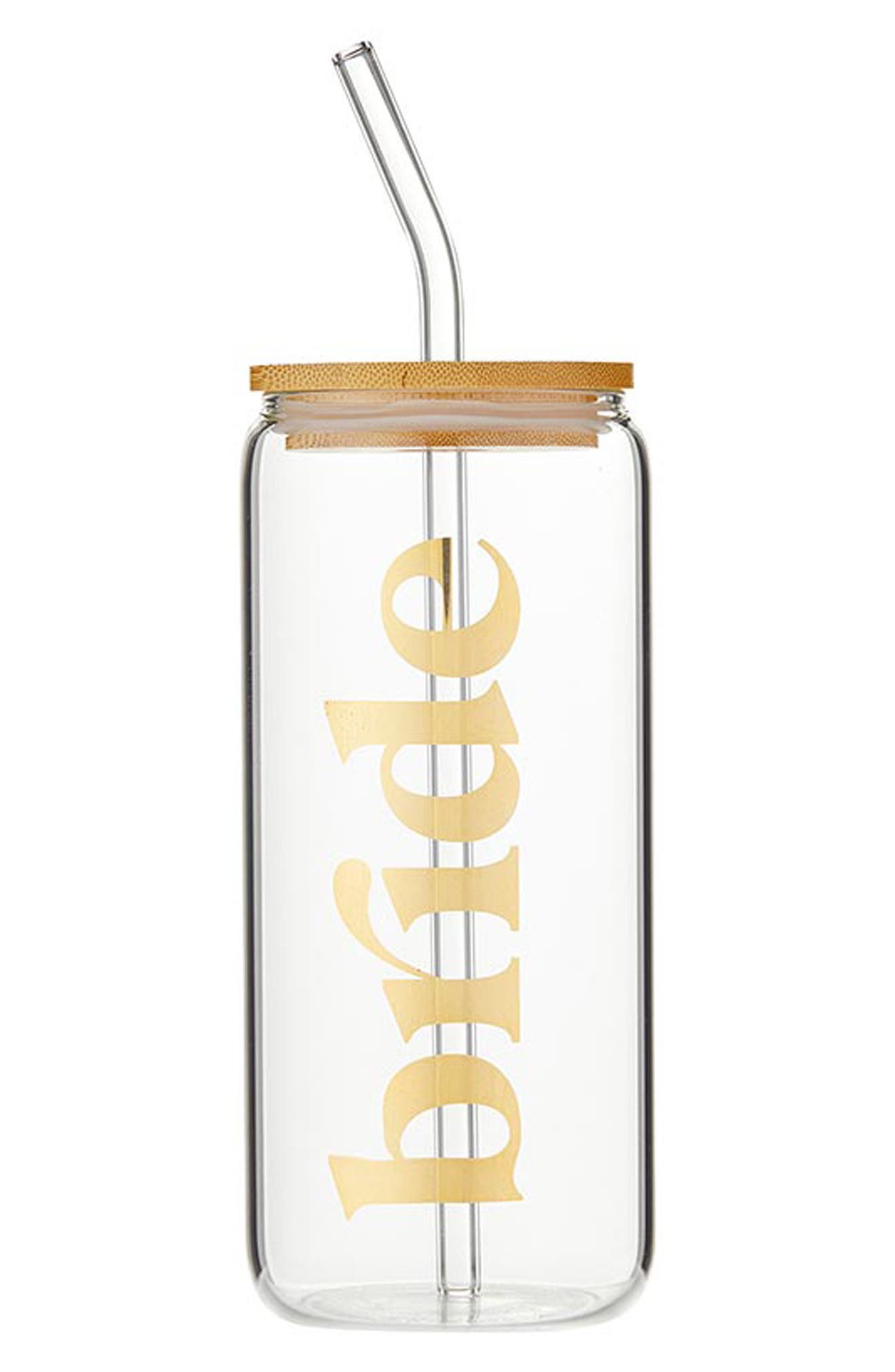 Bride Glass Tumbler with Straw