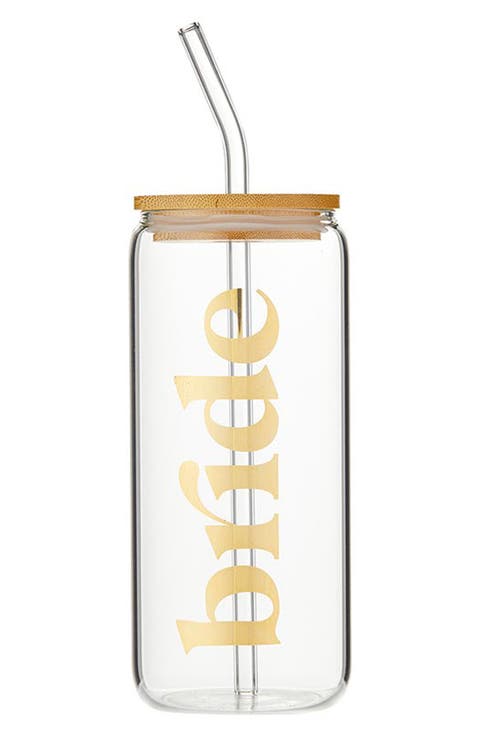 Bride Glass Tumbler with Straw