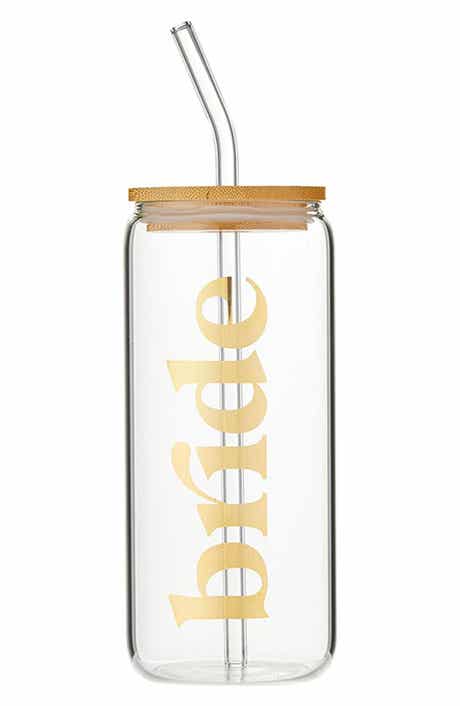 Bride Glass Tumbler with Straw