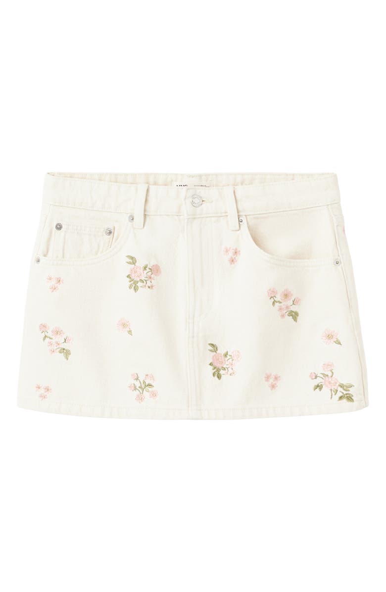 MANGO Embroidered Floral Miniskirt, Alternate, color, White