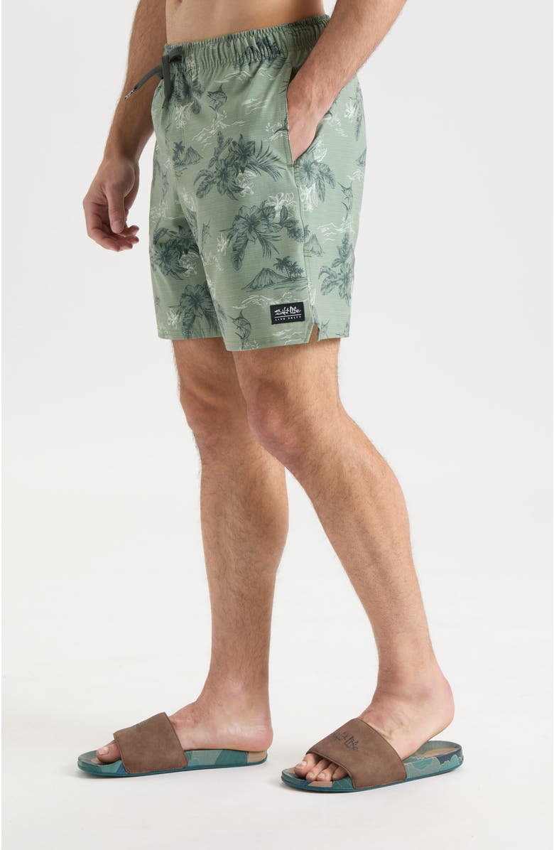 Salt Life Ohana Boardshorts, Alternate, color, Oil Green
