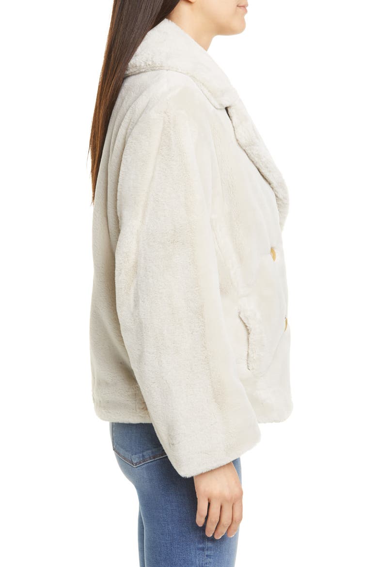 Double Breasted Plush Jacket, Alternate, color, CREAM