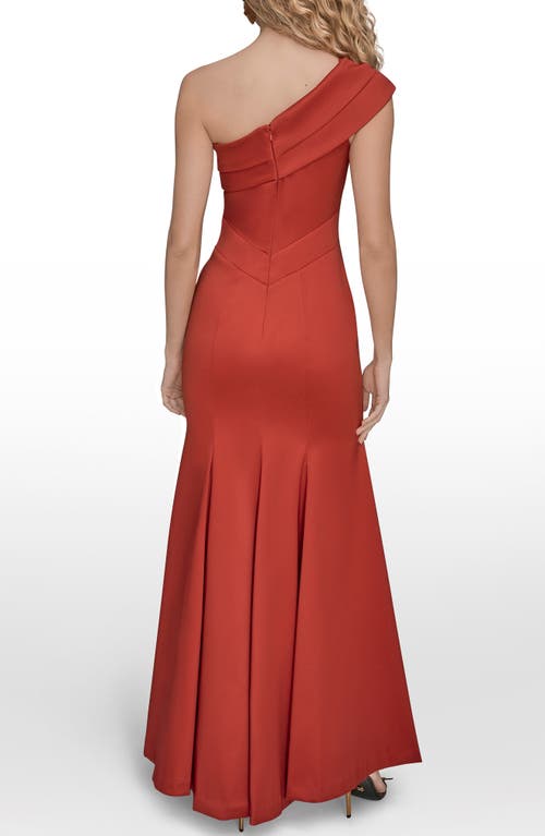 Donna Karan New York Pleated One-shoulder Gown In Red
