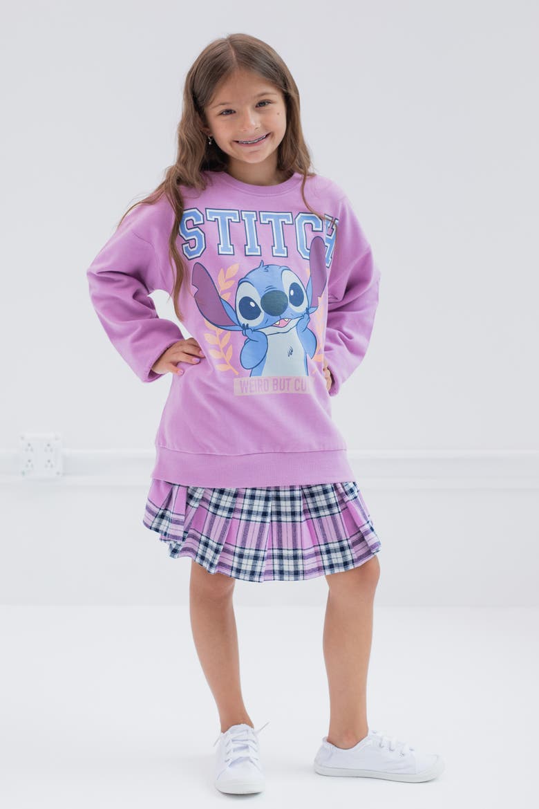 Lilo & Stitch 2-Piece Sweatshirt and Pleated Skirt Set, Alternate, color, Stitch Purple