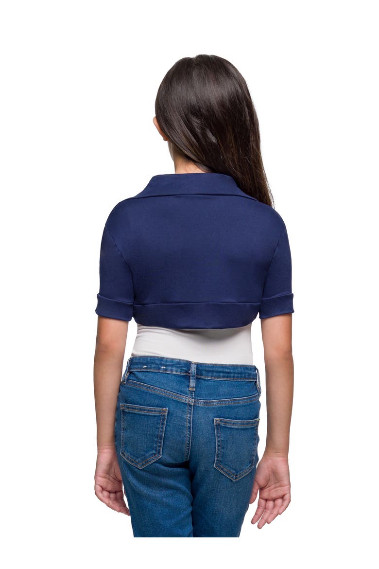 Open Front short Sleeve Cropped Bolero Shrug, Alternate, color, Navy
