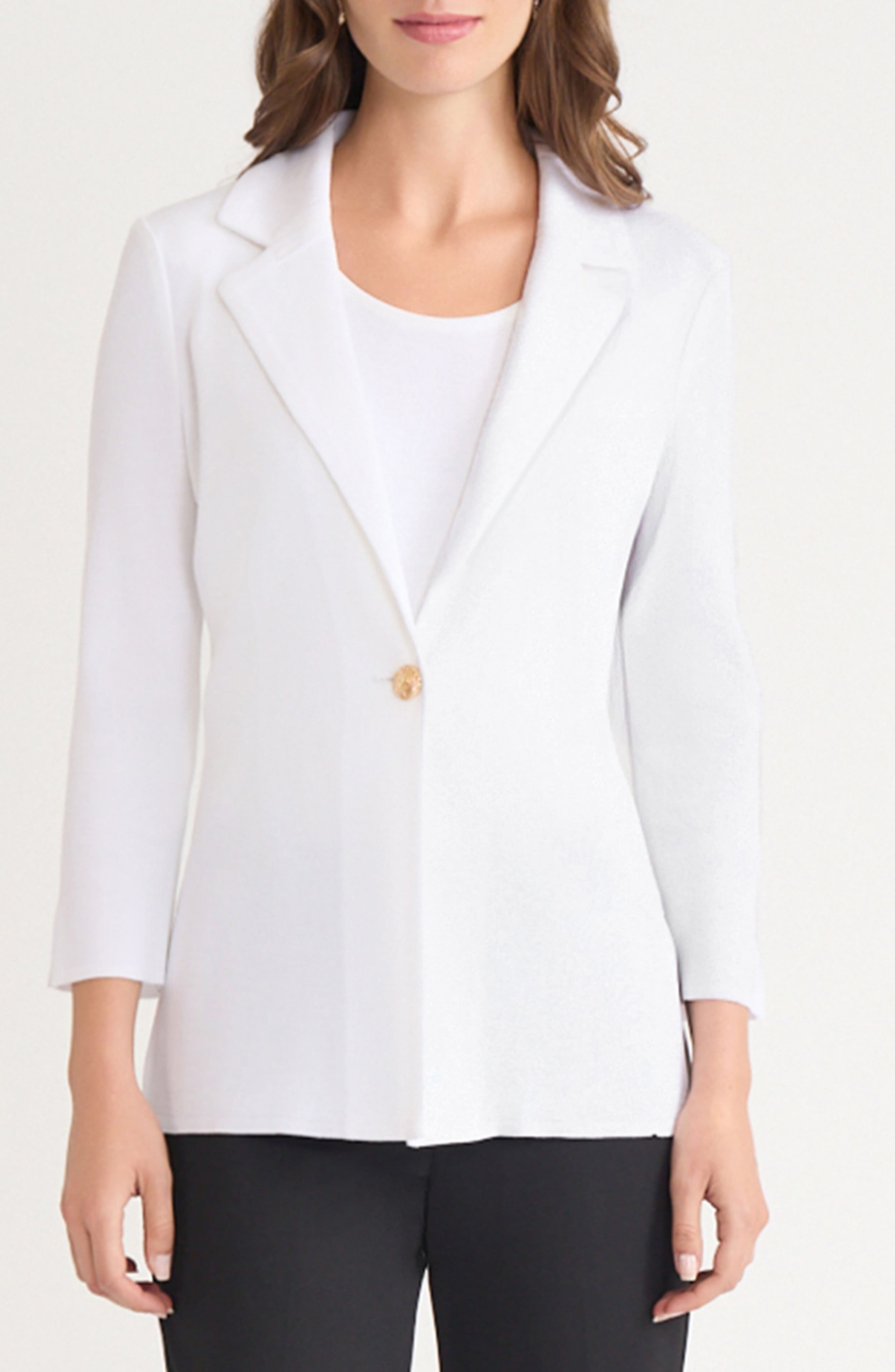 Ming Wang Three Quarter Sleeve High-Low Blazer