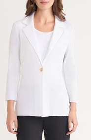 Ming Wang Three Quarter Sleeve High-Low Blazer