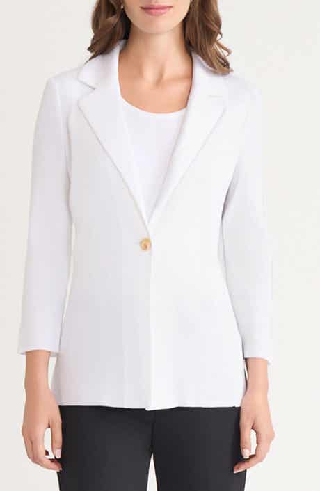 Ming Wang Three Quarter Sleeve High-Low Blazer