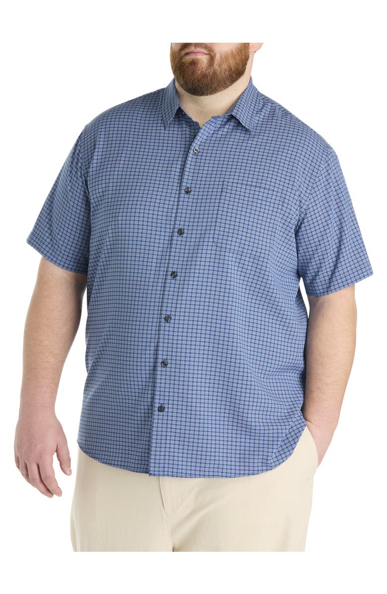 Harbor Bay by DXL Big & Tall Striped Microfiber Sport Shirt, Main, color, Blue