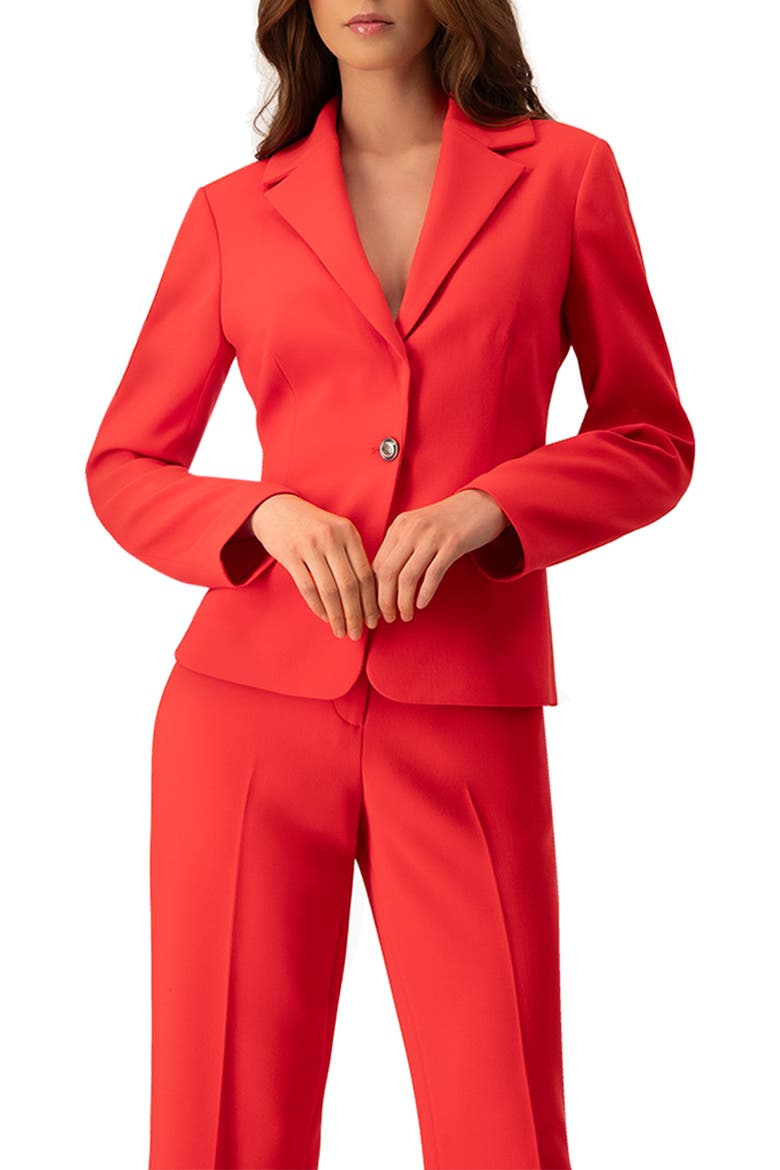 Single-Button Blazer in Vibrant Red, Main, color, Red