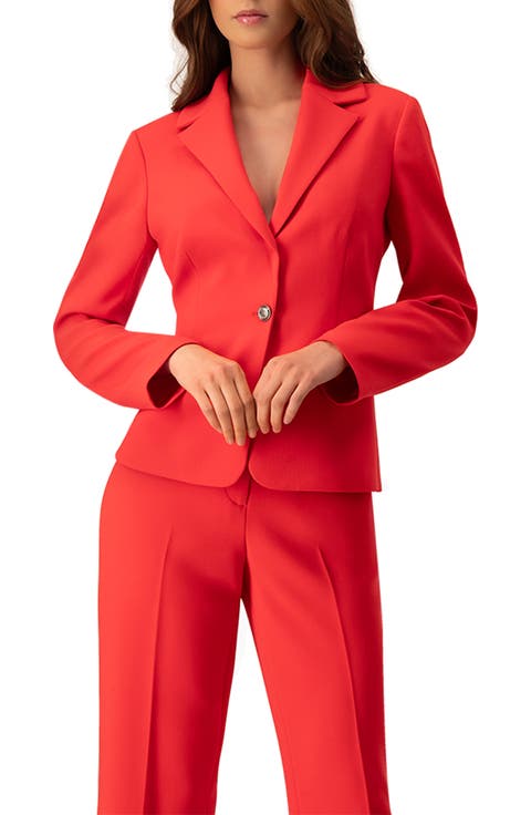 Single-Button Blazer in Vibrant Red