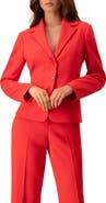 IVONNE Single-Button Blazer in Vibrant Red
