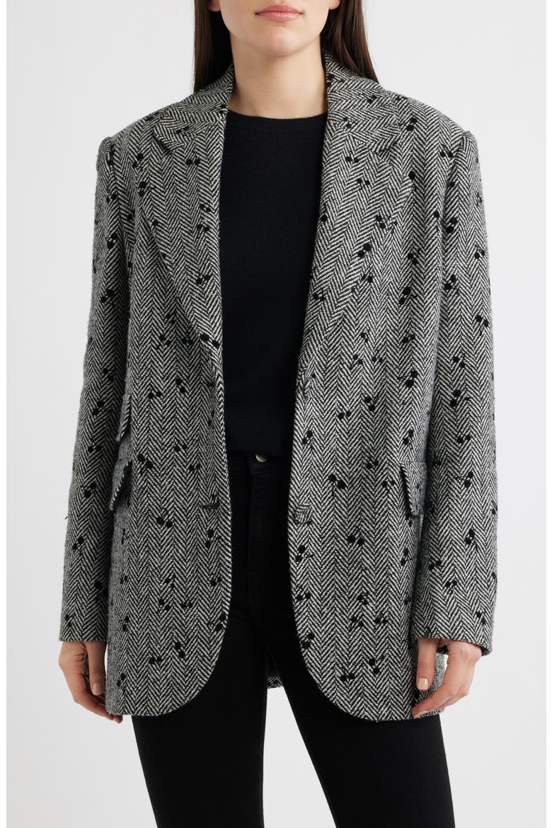 Oversize Single-Breasted Blazer, Main, color, BLACK/ WHITE