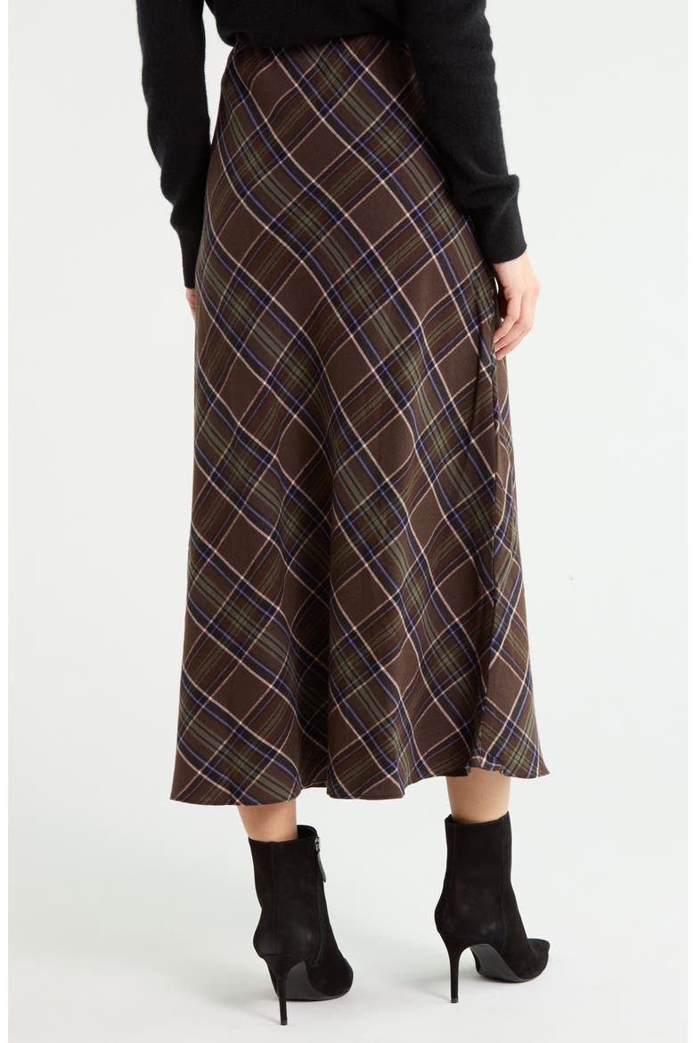 Brushed Plaid A-Line Skirt, Alternate, color, SADDLE BROWN PLAID