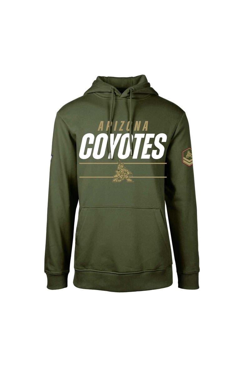 Men's Levelwear Olive Arizona Coyotes Delta Podium Fleece Pullover Hoodie, Main, color, Olive