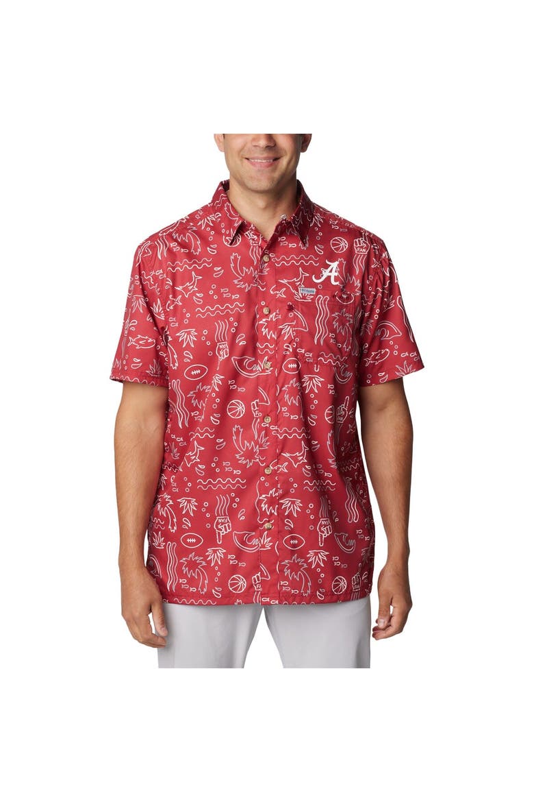Men's Columbia Crimson Alabama Crimson Tide Super Slack Tide Omni-Wick Button-Up Shirt, Main, color, Crimson