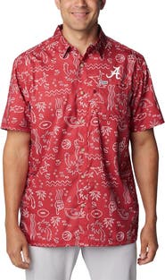 Columbia Men's Columbia Crimson Alabama Crimson Tide Super Slack Tide Omni-Wick Button-Up Shirt