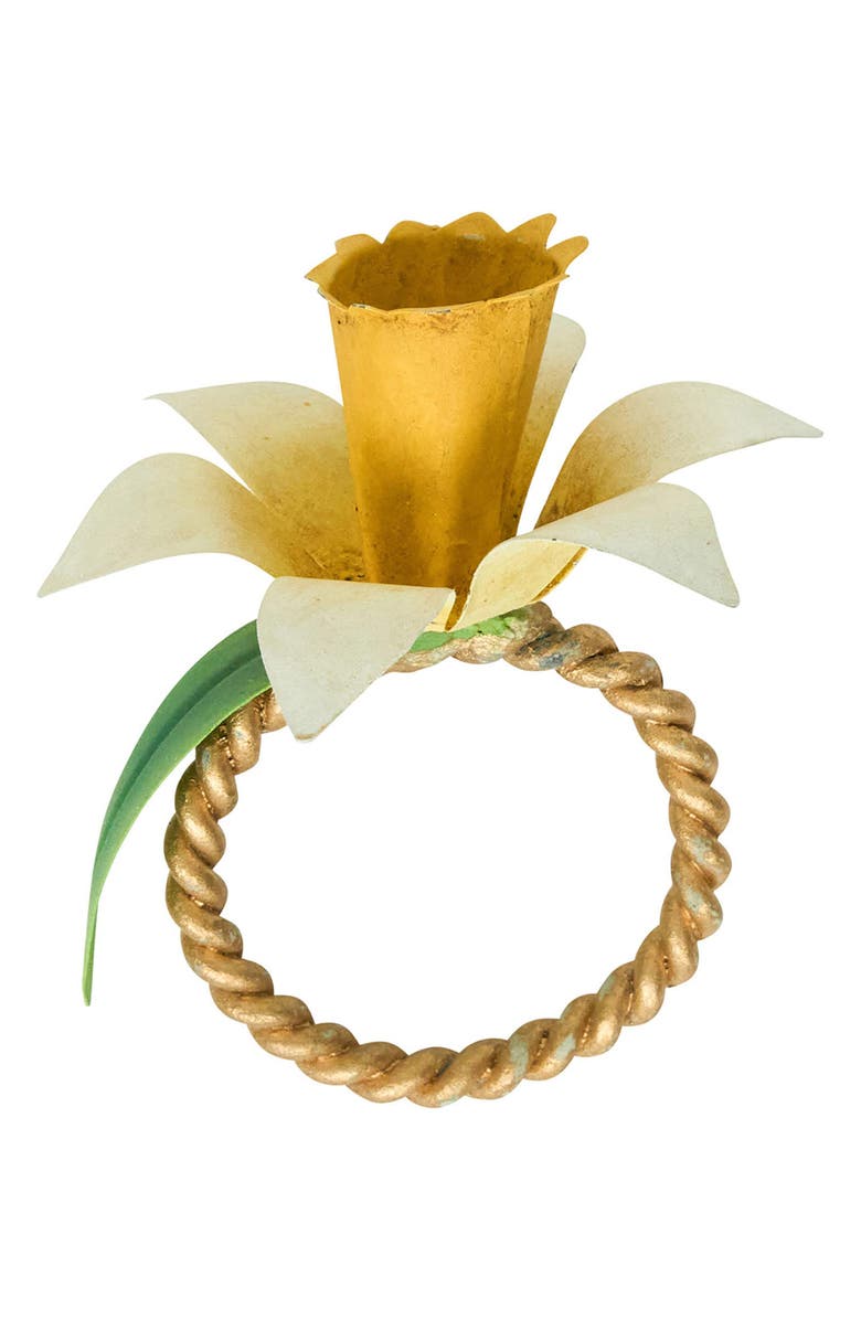 Juliska Meadow Set of 4 Napkin Rings, Alternate, color, Yellow