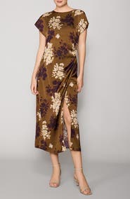 MELLODAY Cap Sleeve Satin Midi Dress