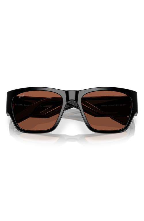 Costa Del Mar Suenos 57mm Polarized Rectangular Sunglasses In Black/copper 580p