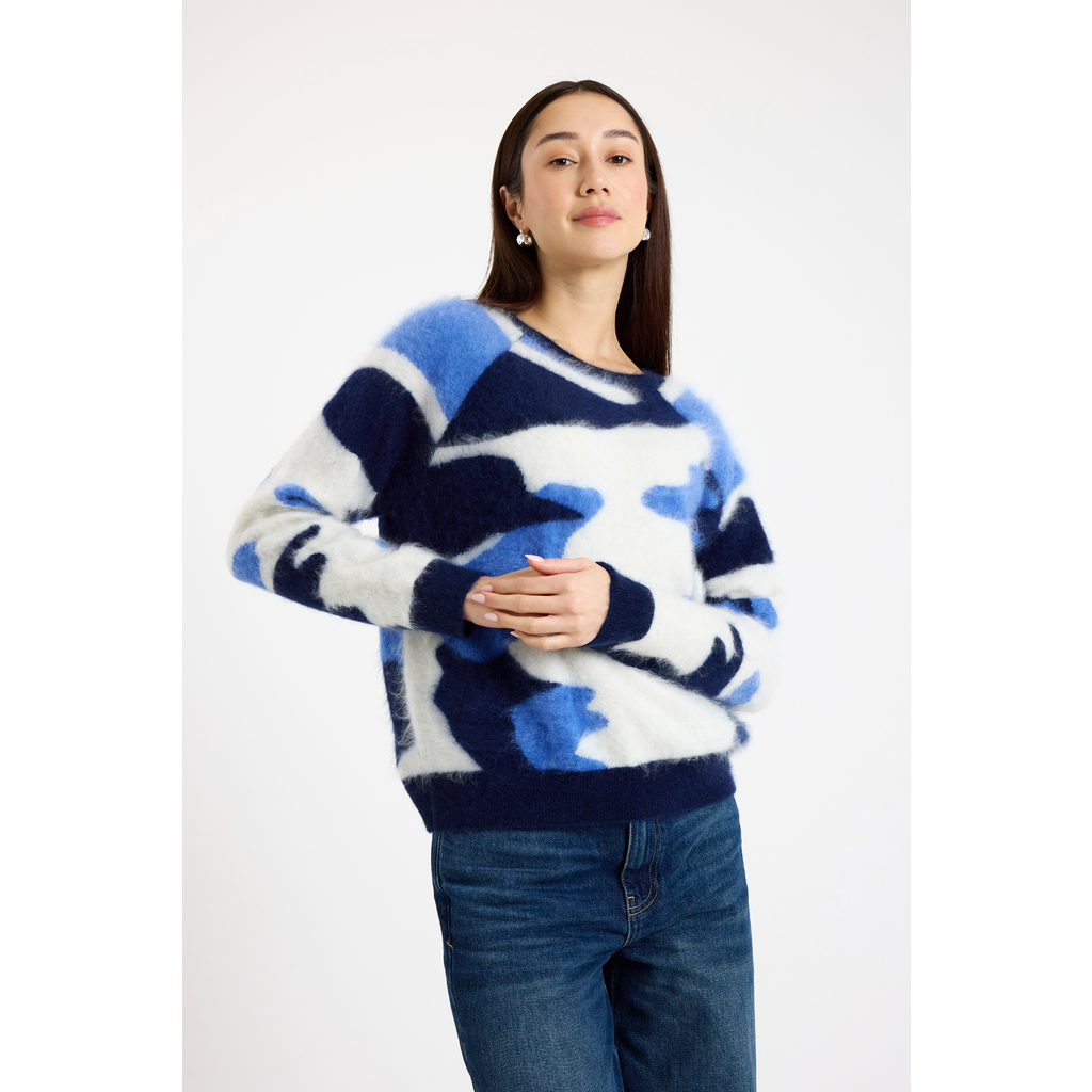 Brodie Pure Cashmere Brushed 100% Cashmere Sweater in Navy  product