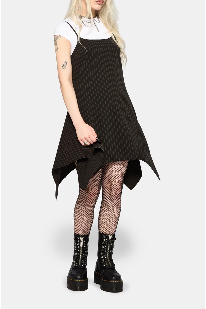 Alecto Pinstripe Mini Dress, Alternate, color, Black